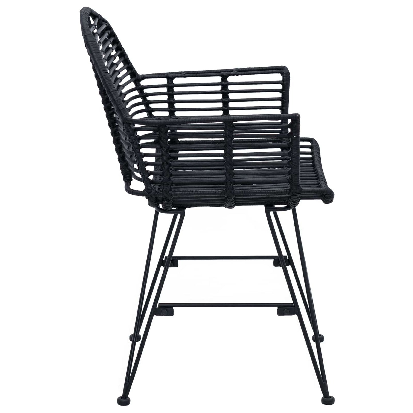 Spisestuestol 2 pcs Rattan og Jern Svart 57 x 55 x 85 cm