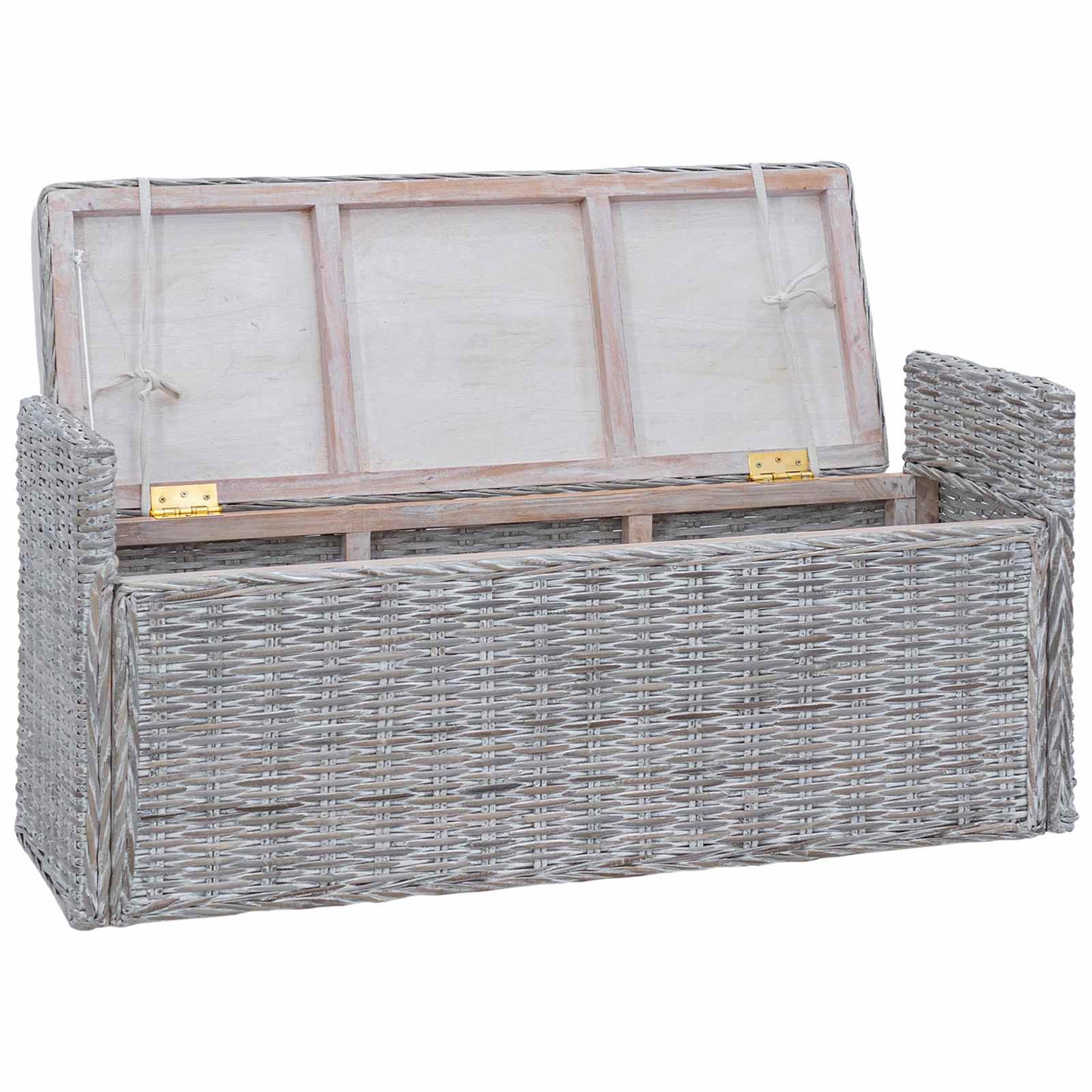 Oppbevaringsbenk med pute Hvitvask 110 x 40 x 50 cm Rotting
