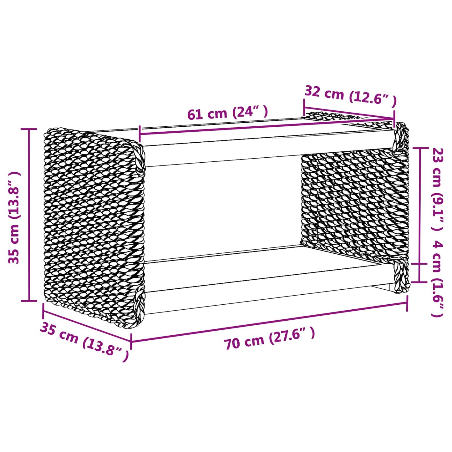Kaffebord Naturlig 70 x 35 x 35 cm Massiv Mahogni Tre