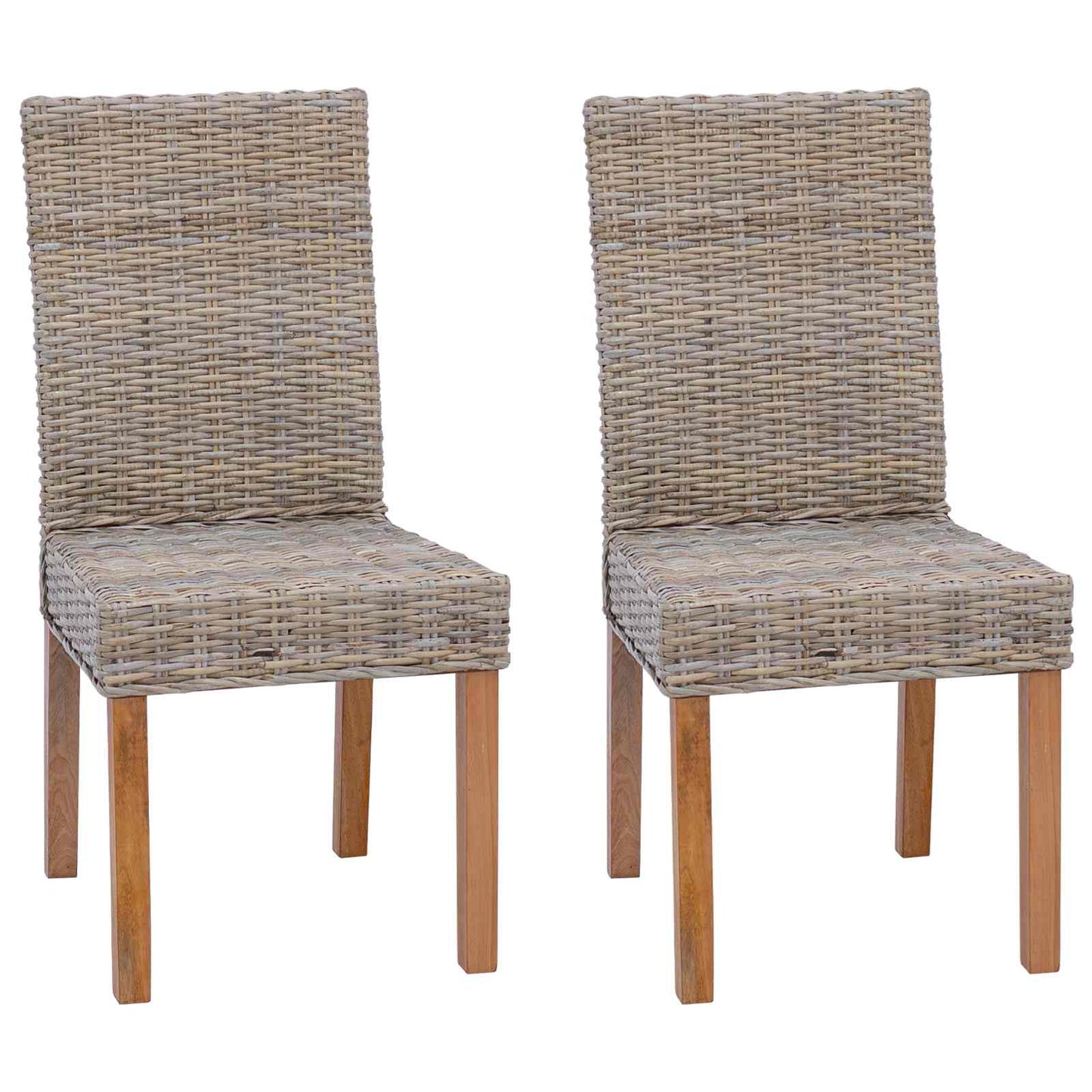 Spisestuestol 2 pcs Kubu rotting og solid mahogni tre Kubu Grå