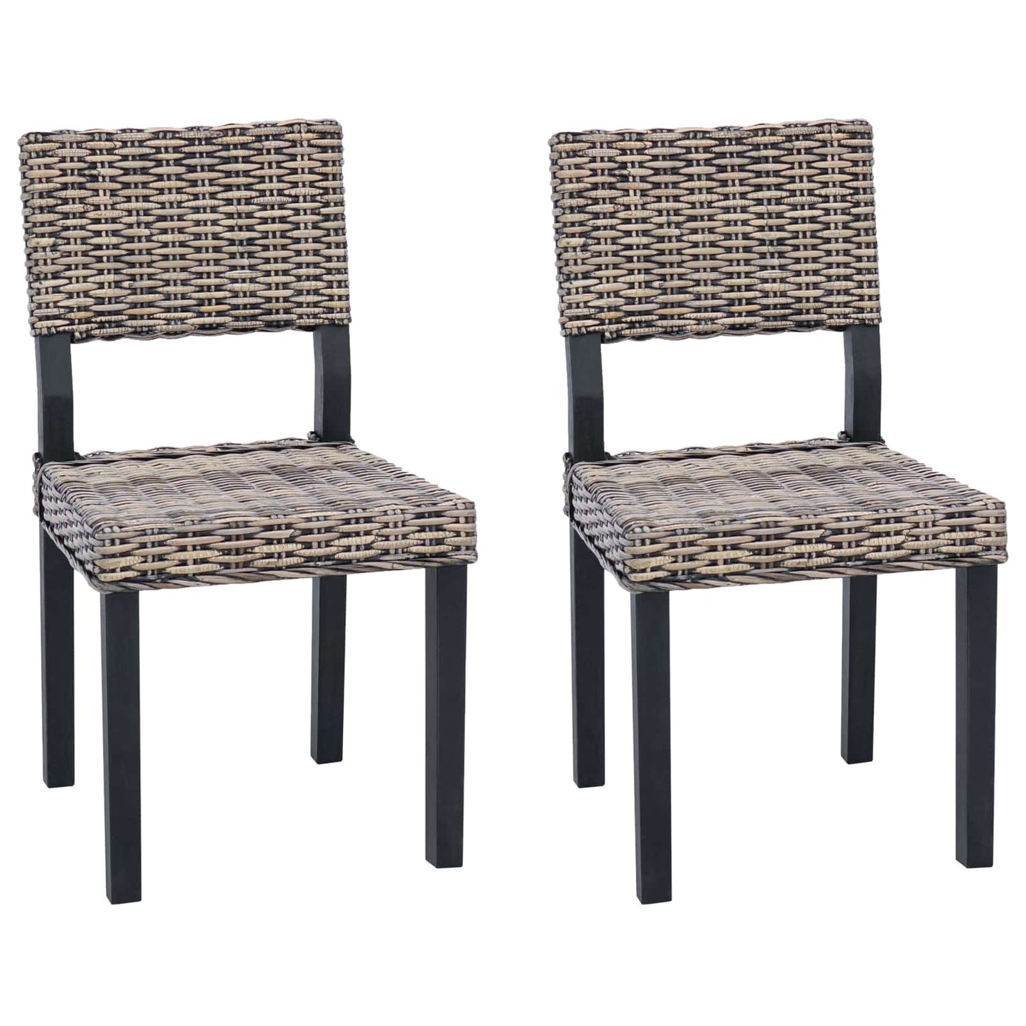 Spisestuestol 2 pcs Kubu Rattan Svartvask 46 x 55 x 84 cm
