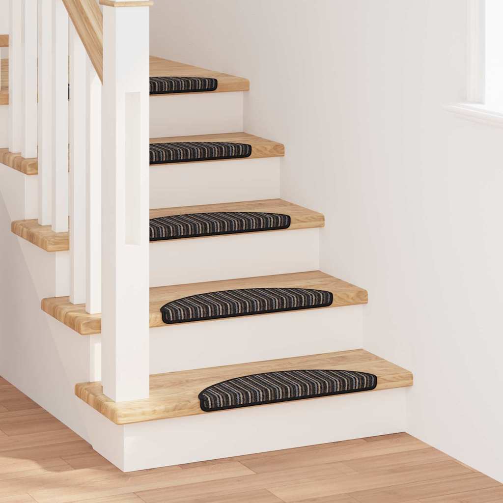 Selvlimende trappematter 15 pcs Antrasitt 56 x 17 x 3 cm