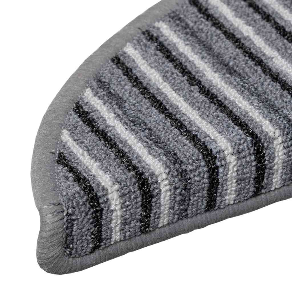 Selvlimende trappematter 15 pcs Grå 56 x 17 x 3 cm