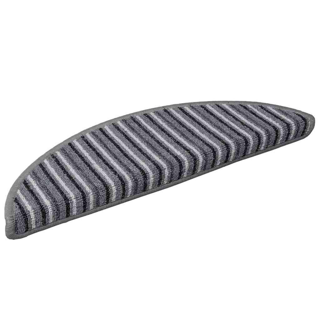 Selvlimende trappematter 15 pcs Grå 56 x 17 x 3 cm