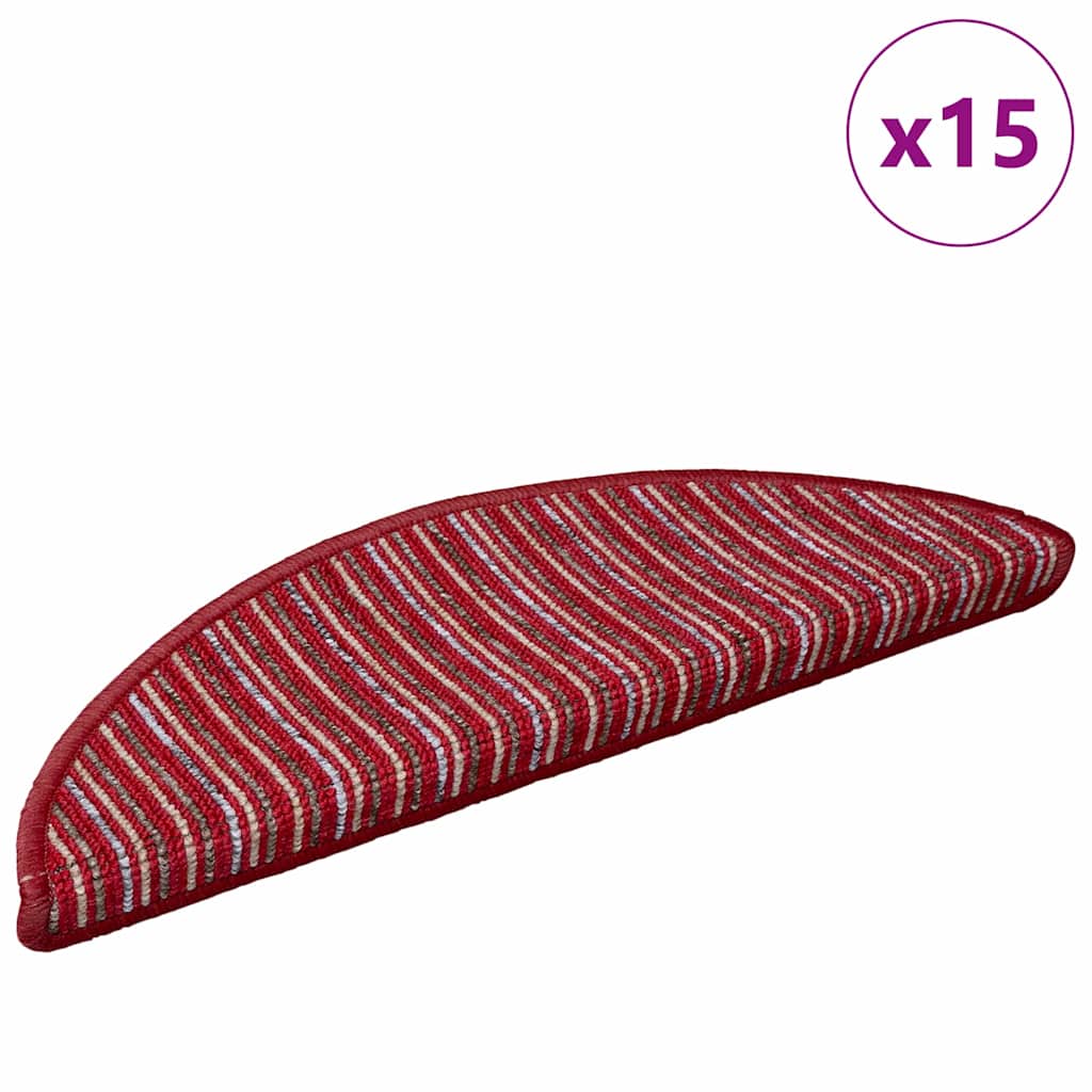 Selvlimende trappematter 15 pcs Rød 56 x 17 x 3 cm