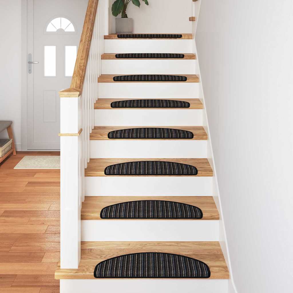 Selvlimende trappematter 15 pcs Antrasitt 65 x 21 x 4 cm
