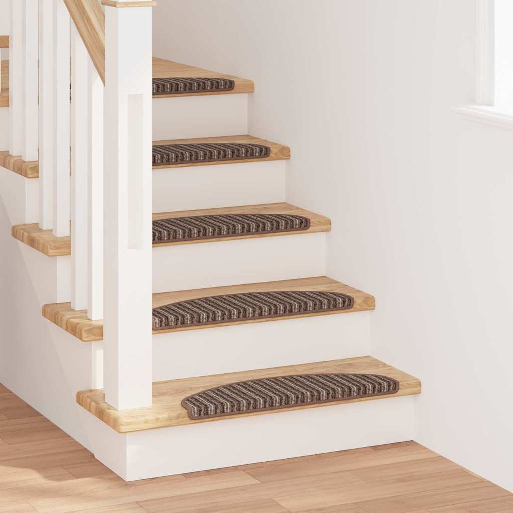 Selvlimende trappematter 15 pcs Brun 65 x 21 x 4 cm
