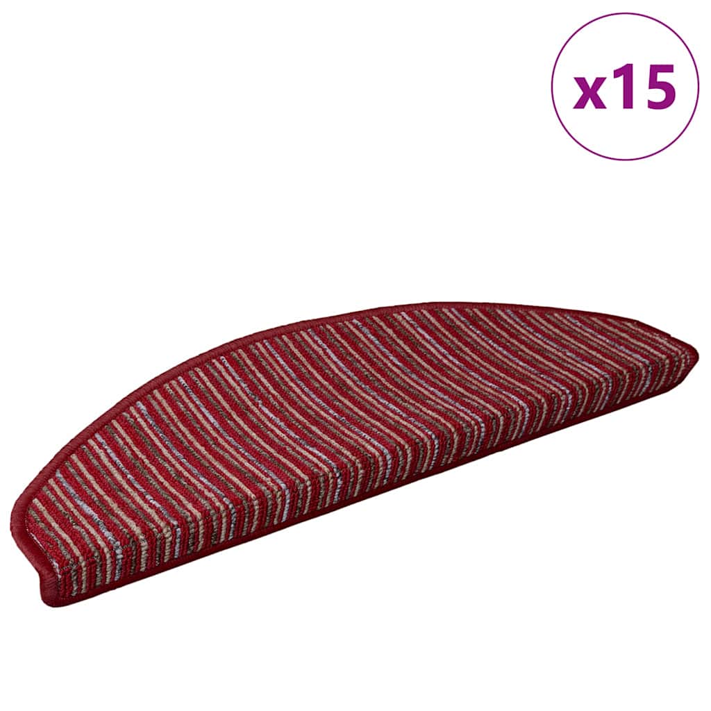 Selvlimende trappematter 15 pcs Rød 65 x 21 x 4 cm