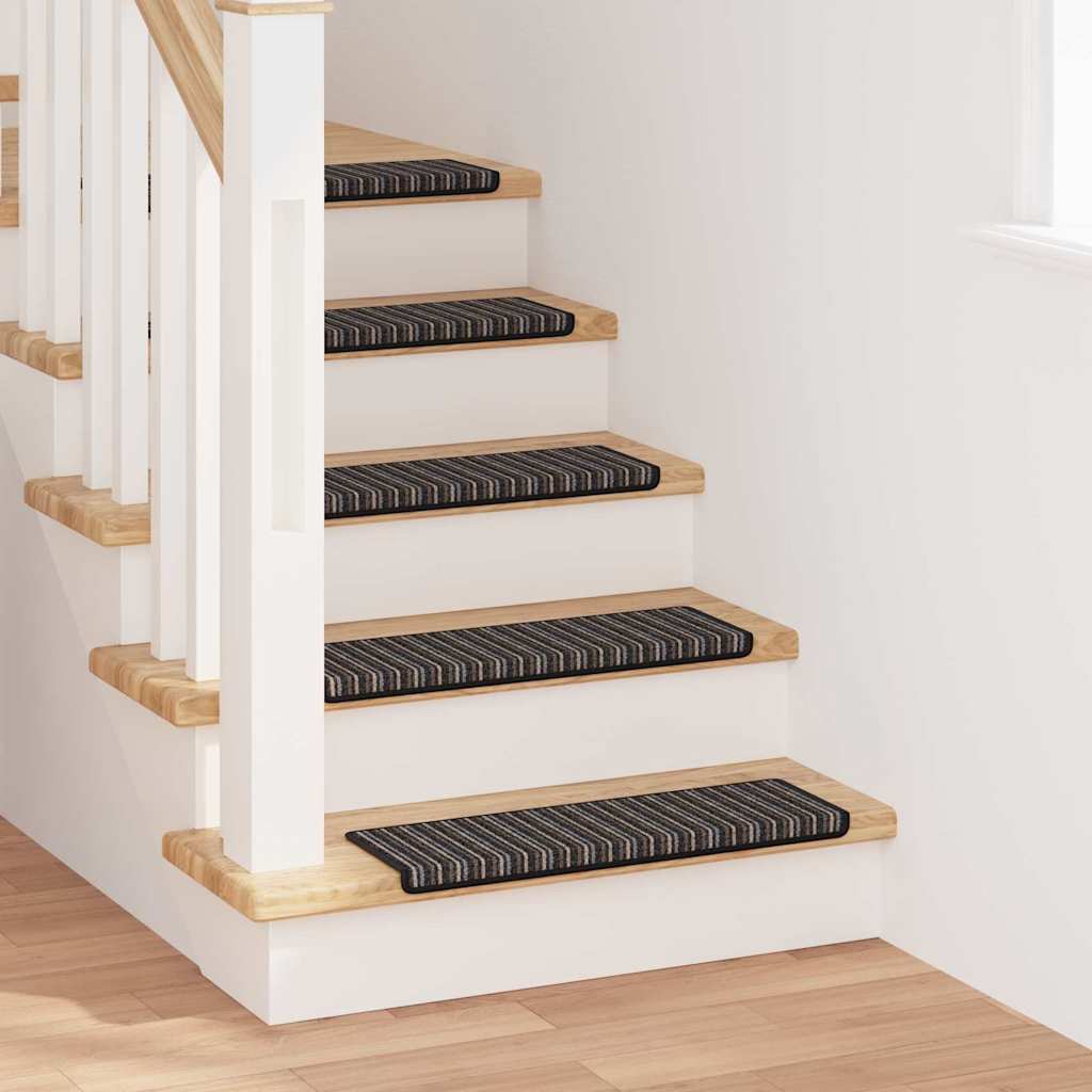 Selvlimende trappematter 15 pcs Antrasitt 65 x 21 x 4 cm