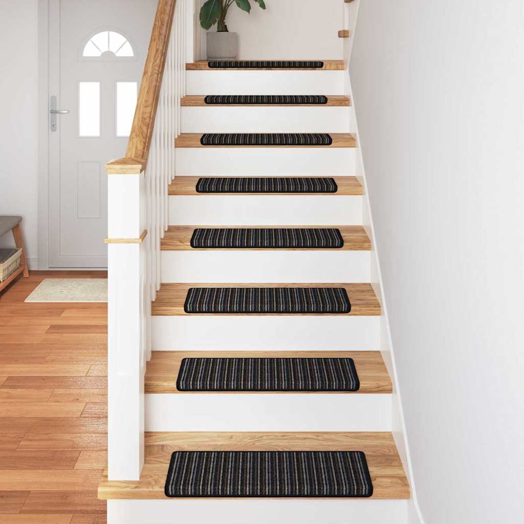 Selvlimende trappematter 15 pcs Antrasitt 65 x 21 x 4 cm