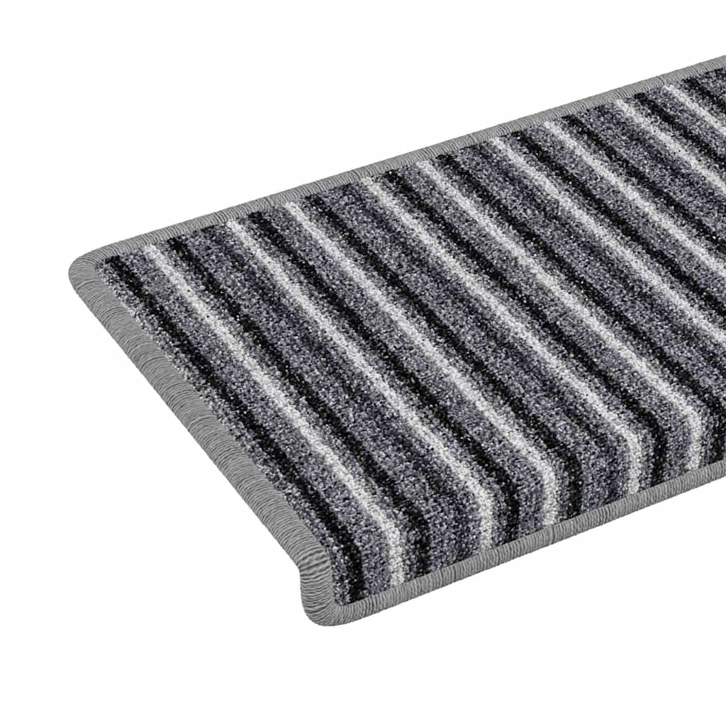 Selvlimende trappematter Stripete 15 pcs Grå 65 x 21 x 4 cm