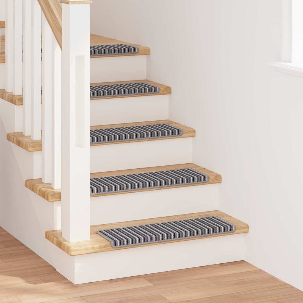 Selvlimende trappematter Stripete 15 pcs Grå 65 x 21 x 4 cm