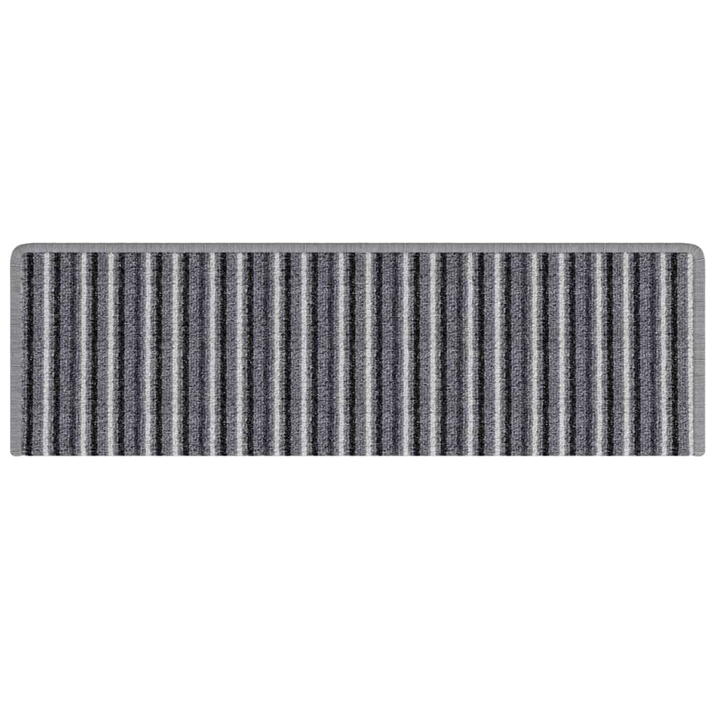 Selvlimende trappematter Stripete 15 pcs Grå 65 x 21 x 4 cm