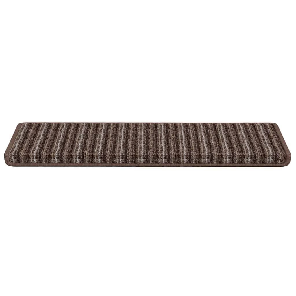 Selvlimende trappematter Stripete 15 pcs Brun 65 x 21 x 4 cm