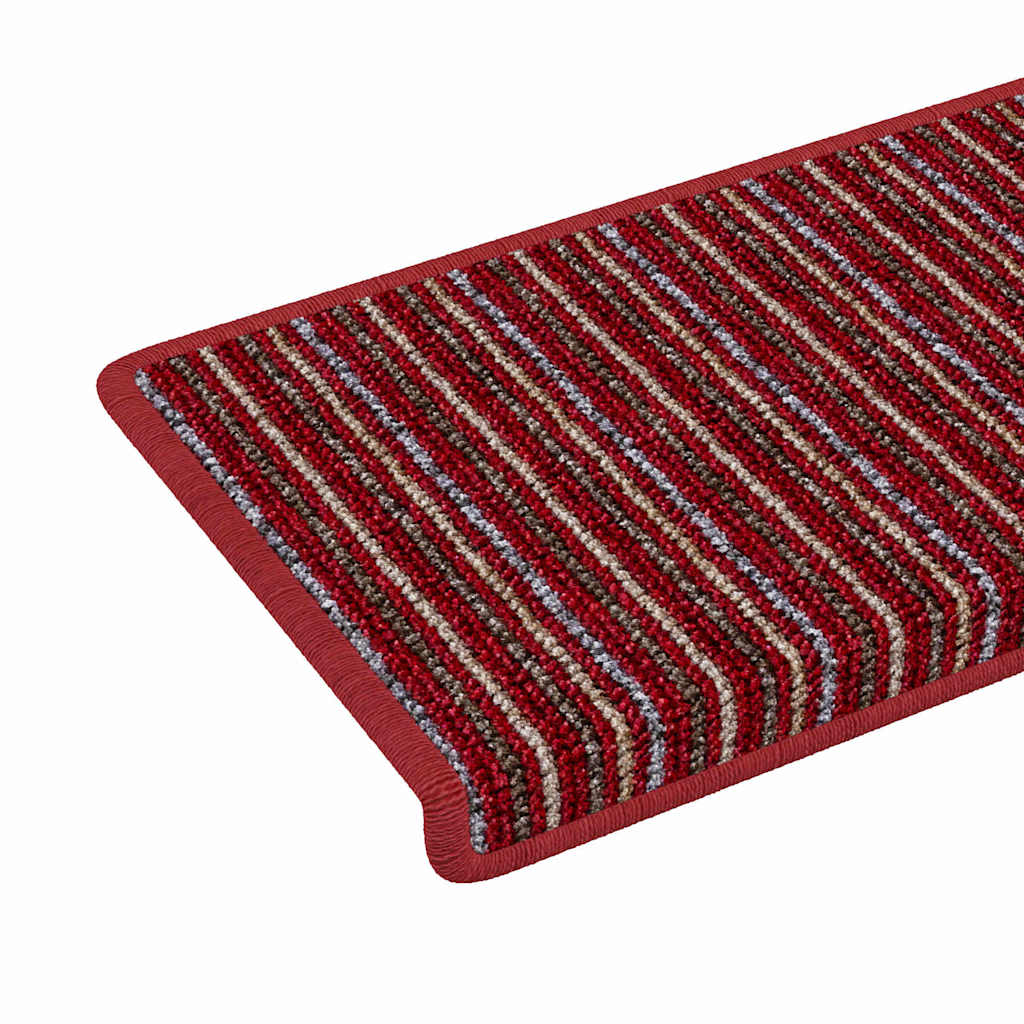 Selvlimende trappematter Stripete 15 pcs Rød 65 x 21 x 4 cm