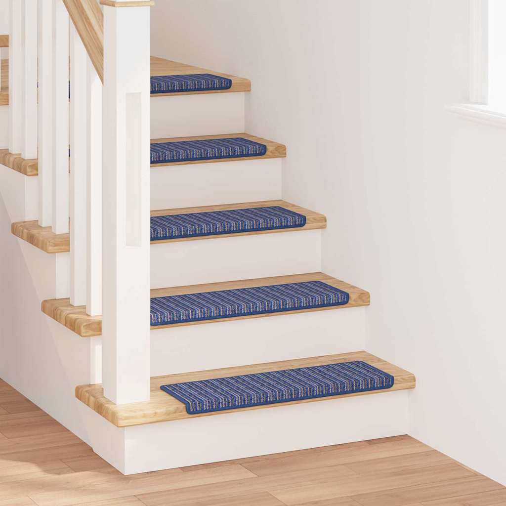 Selvlimende trappematter Stripete 15 pcs Blå 65 x 21 x 4 cm