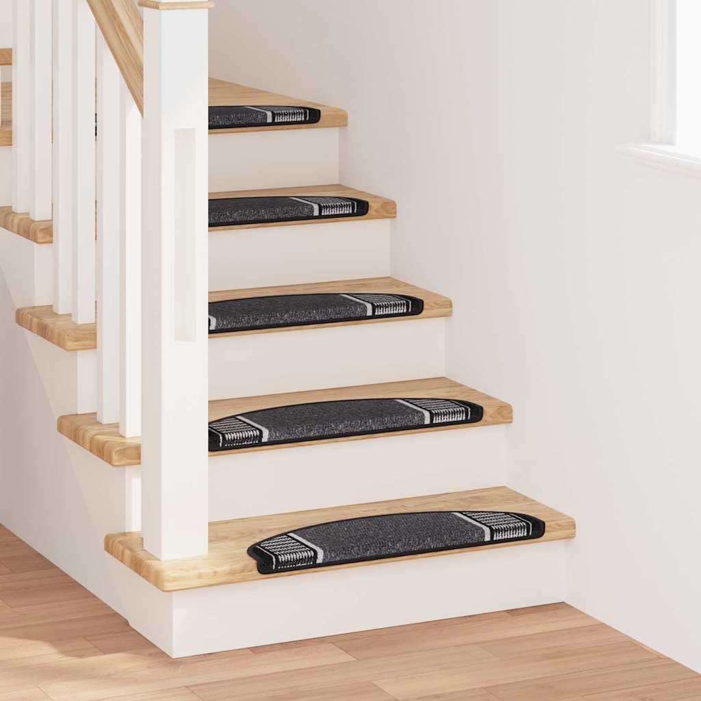 Selvlimende trappematter 15 pcs Antrasitt 65 x 21 x 4 cm