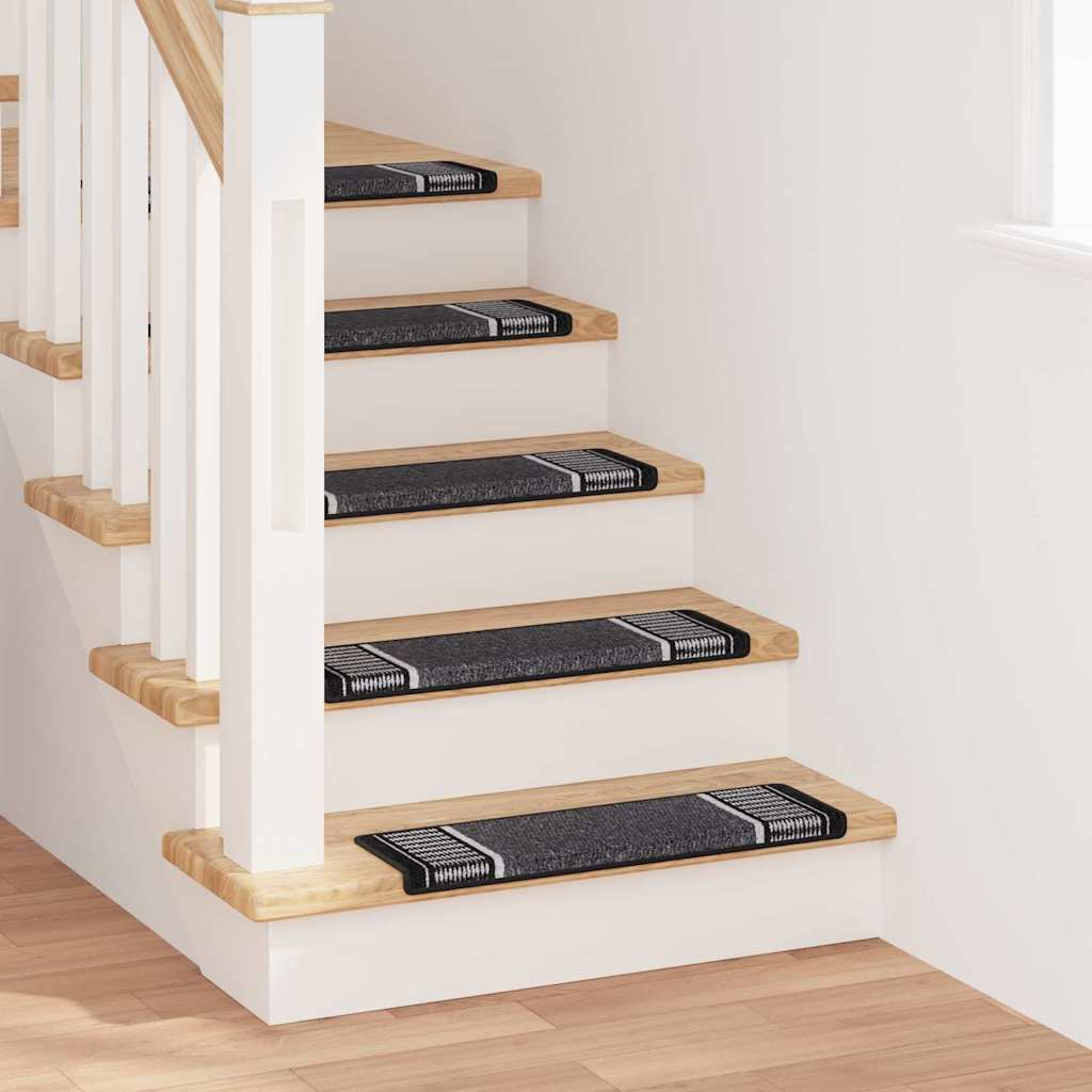 Selvlimende trappematter 15 pcs Antrasitt 65 x 21 x 4 cm
