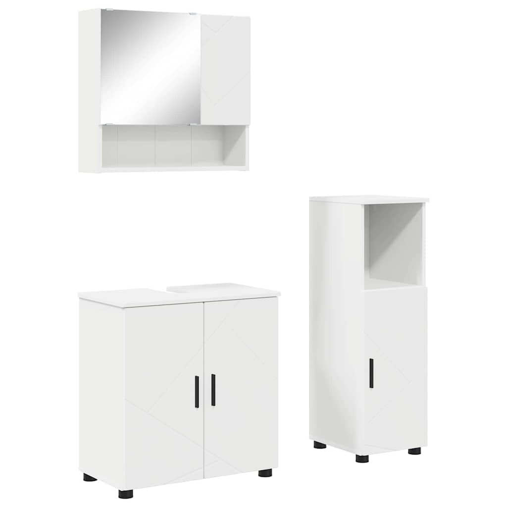 Baderomsinnredningssett 3 pcs Hvit Konstruert tre & Metall