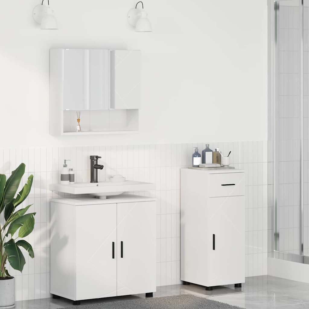 Baderomsinnredningssett 3 pcs Hvit Konstruert tre & Metall