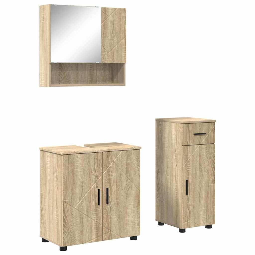 Baderomsinnredningssett med skuff Veggmontert 3 pcs Sonoma eik