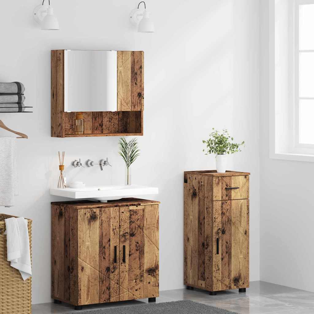 Baderomsinnredningssett 3 stk. Gamle tre 61 x 35 x 64 cm