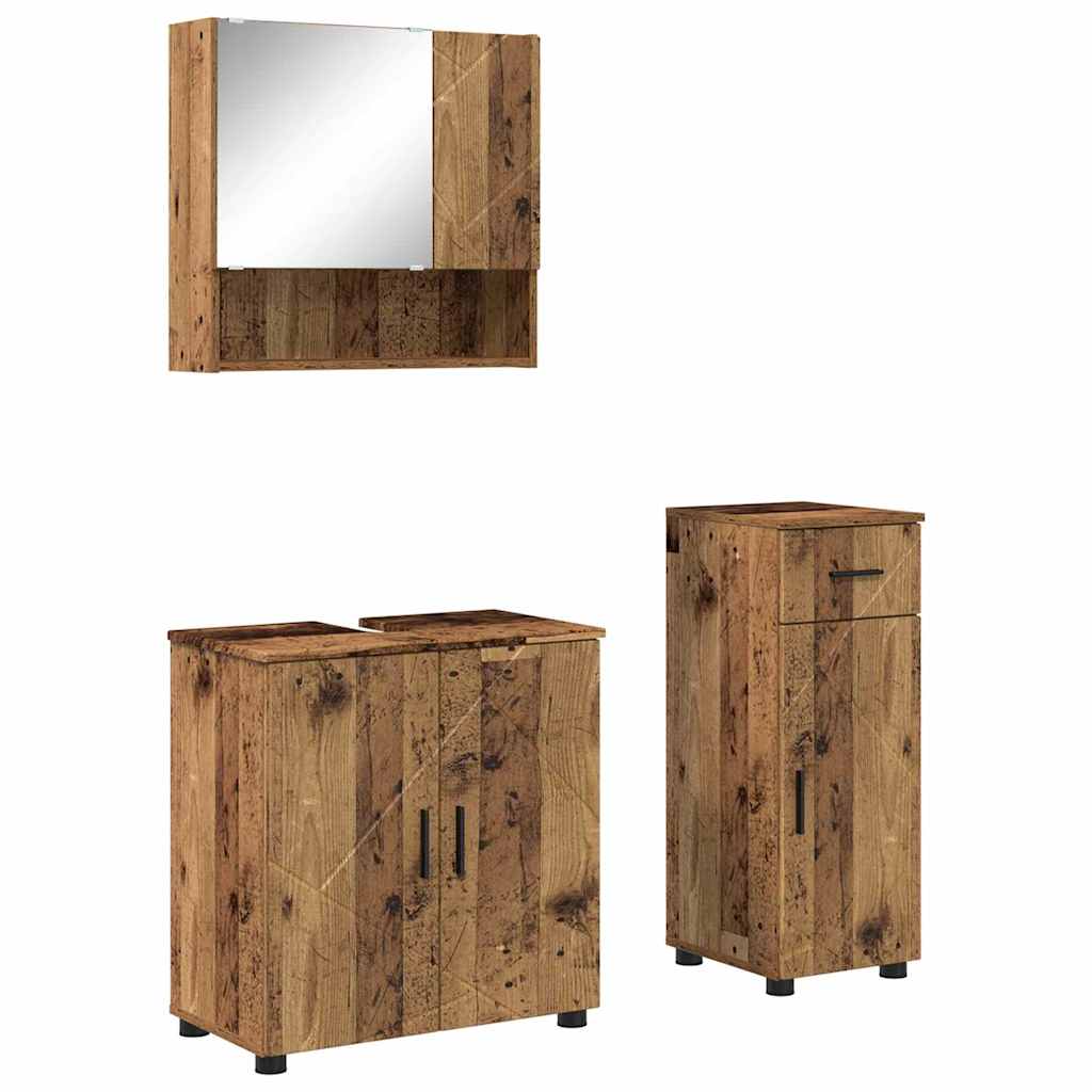 Baderomsinnredningssett 3 stk. Gamle tre 61 x 35 x 64 cm