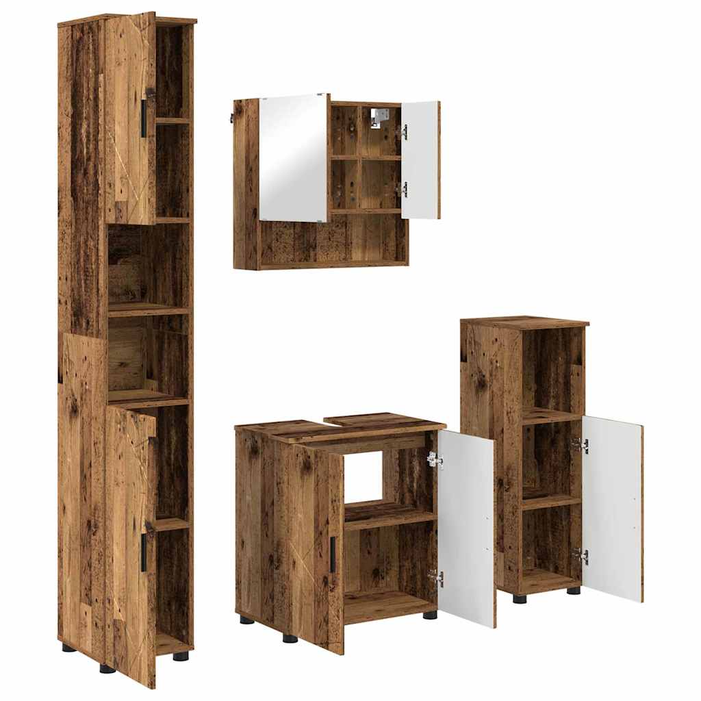 Baderomsinnredningssett 4 stk. Gamle tre 61 x 35 x 64 cm