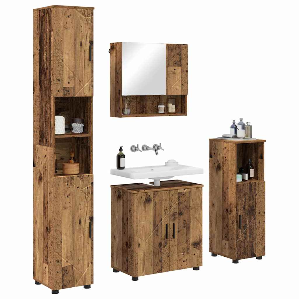 Baderomsinnredningssett 4 stk. Gamle tre 61 x 35 x 64 cm