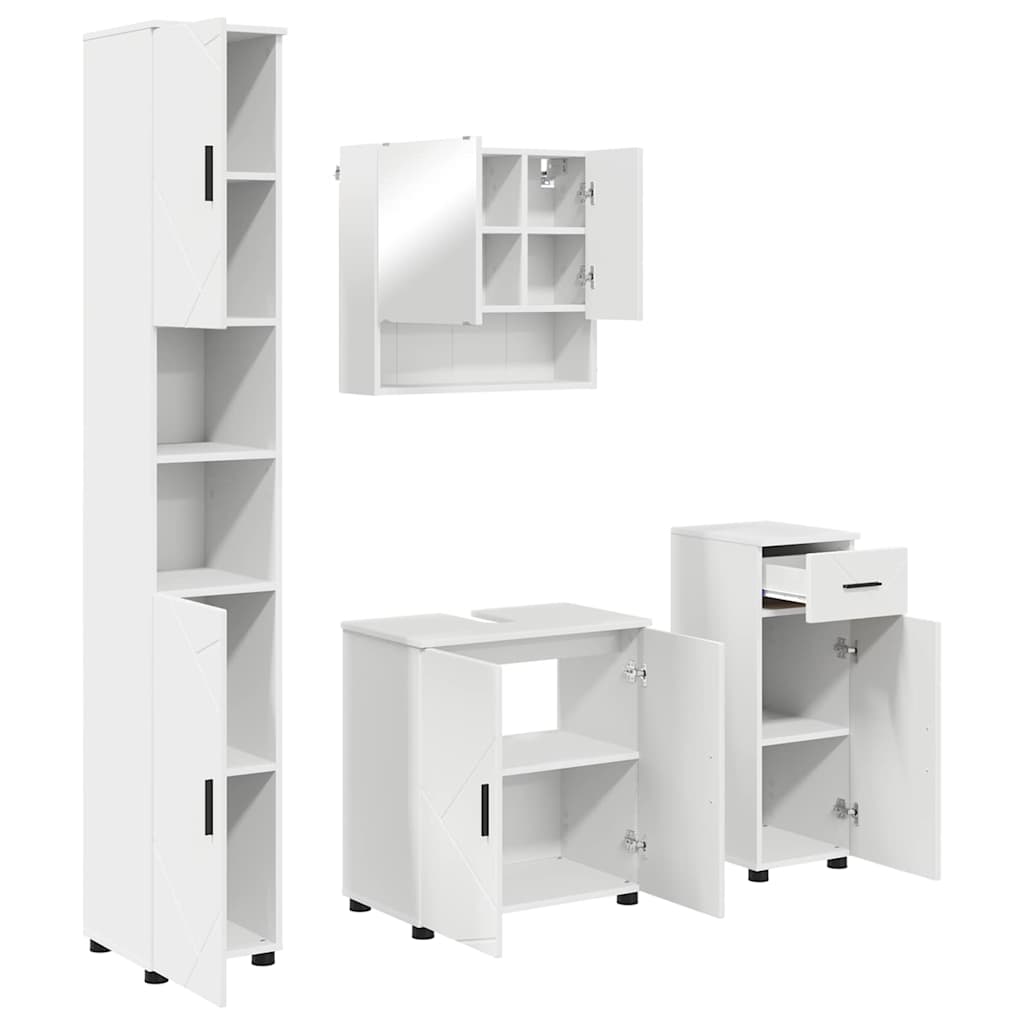 Baderomsinnredningssett 4 pcs Hvit Konstruert tre & Metall