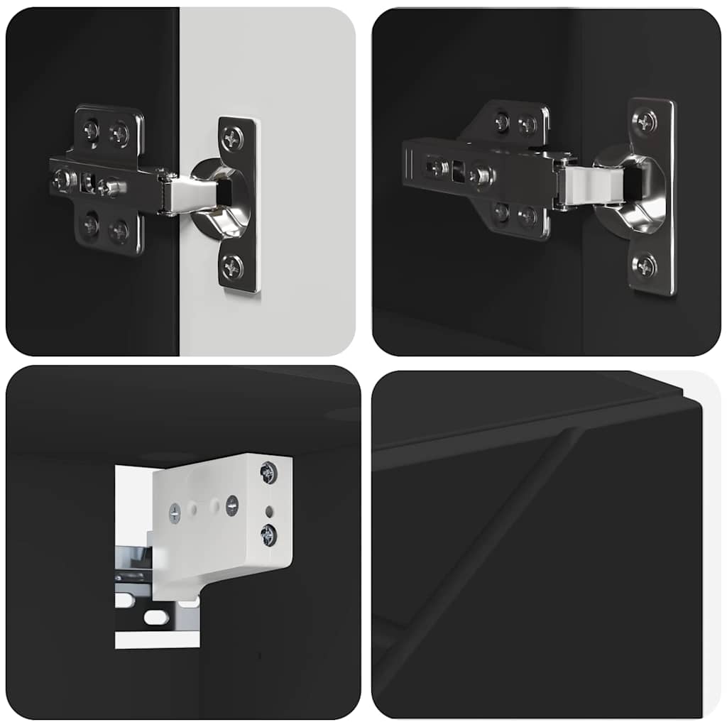 Baderomsinnredningssett 4 pcs Svart Konstruert tre & Metall