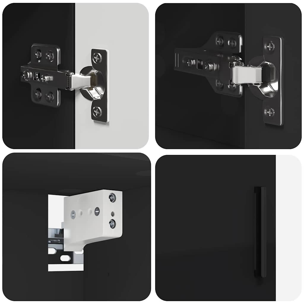 Baderomsinnredningssett 5 pcs Svart Konstruert tre & Metall
