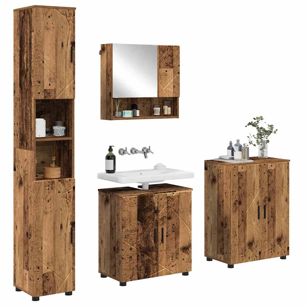 Baderomsinnredningssett 4 stk. Gamle tre 61 x 35 x 64 cm