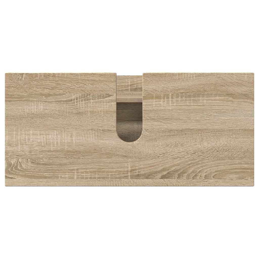 Baderomsinnredningssett 4 pcs Sonoma eik Ingeniørtre og metall
