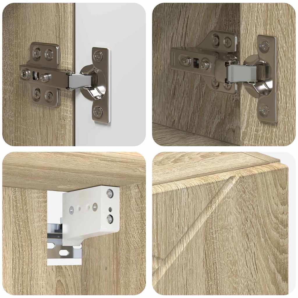 Baderomsinnredningssett 5 pcs Sonoma eik Ingeniørtre og metall