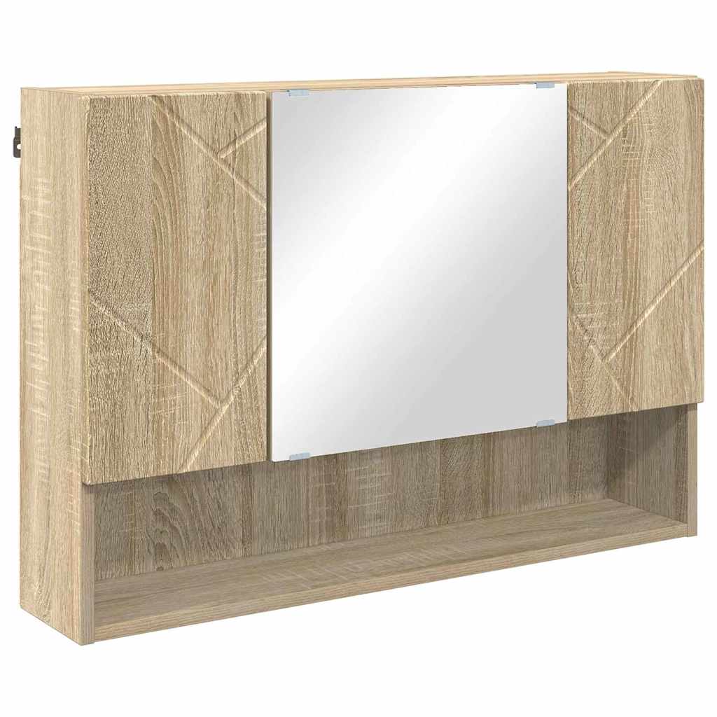 Baderomsinnredningssett 4 pcs Sonoma eik Ingeniørtre og metall
