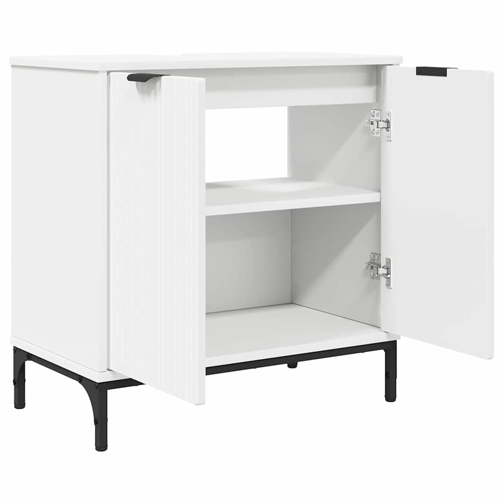 Baderomsinnredningssett 2 pcs Hvit Ingeniørtre og metall