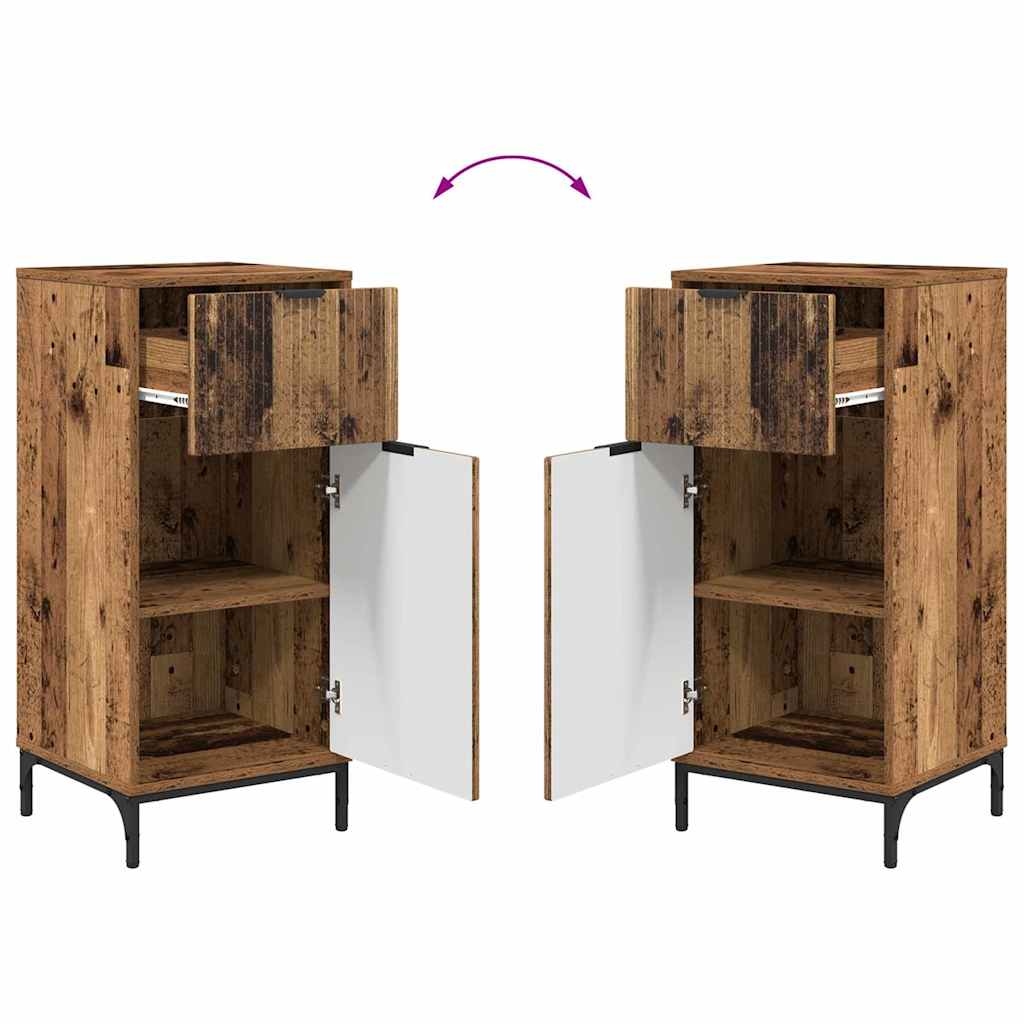 Baderomsinnredningssett 2 pcs Gamle tre Ingeniørtre og metall