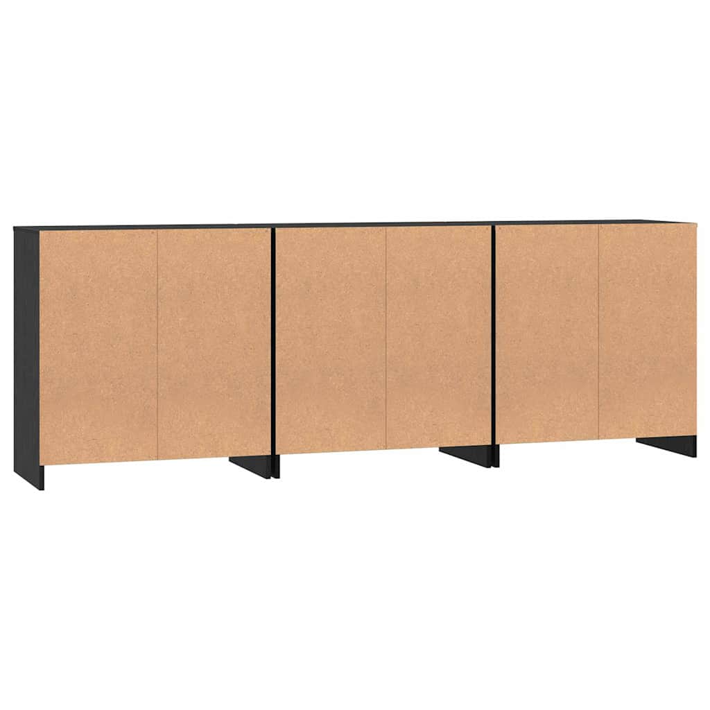 Serviesskap 3 pcs Svart Eik 70 x 41 x 75 cm Konstruert tre