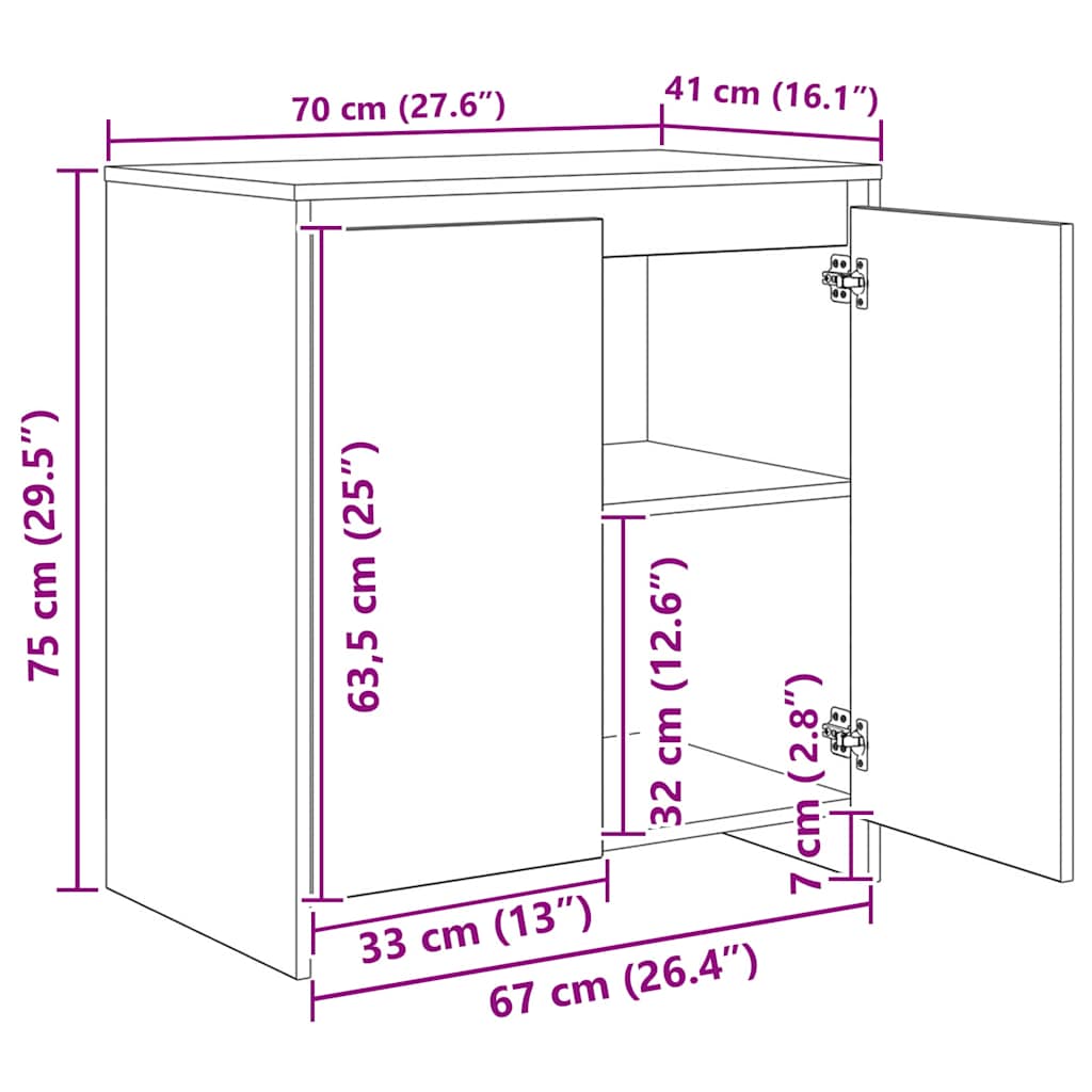 Serviesskap 3 pcs Svart Eik 70 x 41 x 75 cm Konstruert tre