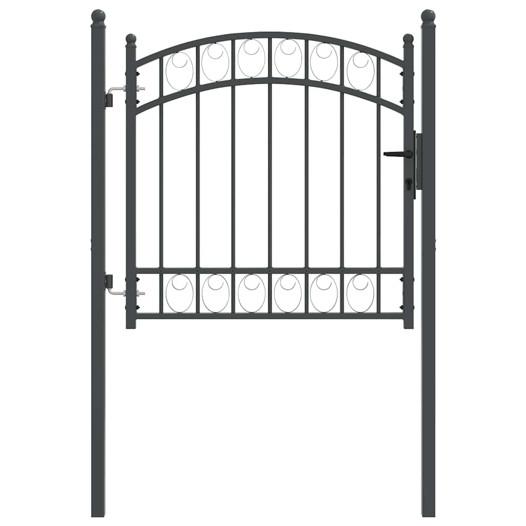 Gjerdeport EMMEN 100 x 100 cm Pulverlakkert stål Grå Låsbar