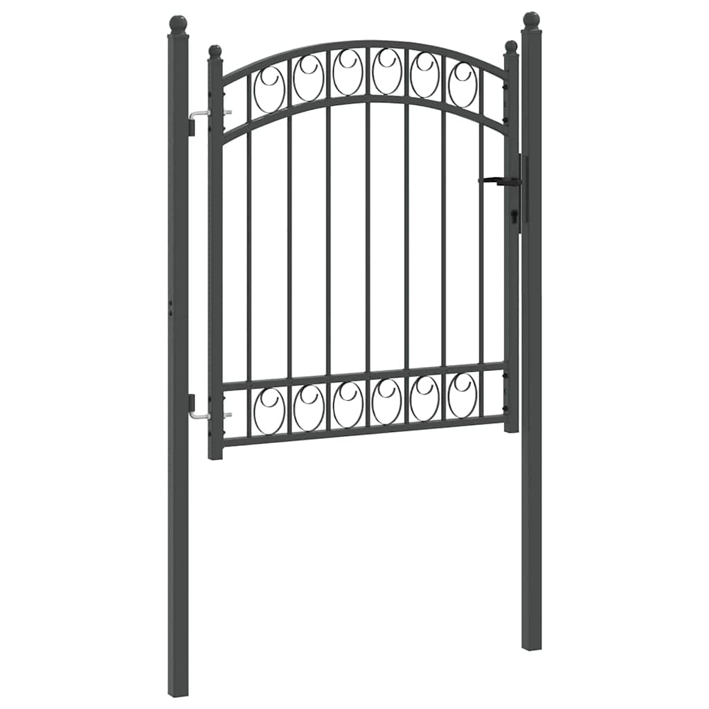 Gjerdeport EMMEN 125 x 100 cm Pulverlakkert stål Grå Låsbar
