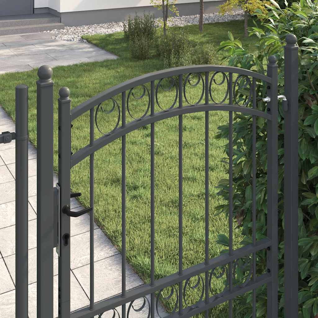 Gjerdeport EMMEN 200 x 100 cm Pulverlakkert stål Grå Låsbar