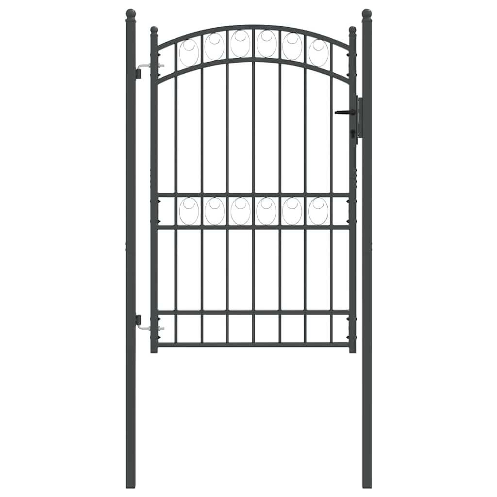 Gjerdeport EMMEN 200 x 100 cm Pulverlakkert stål Grå Låsbar