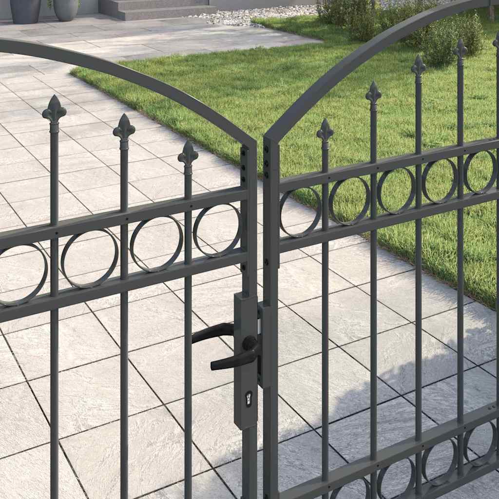 Gjerdeport ASSEN 301 x 175,5 cm Stål Grå Låsbar