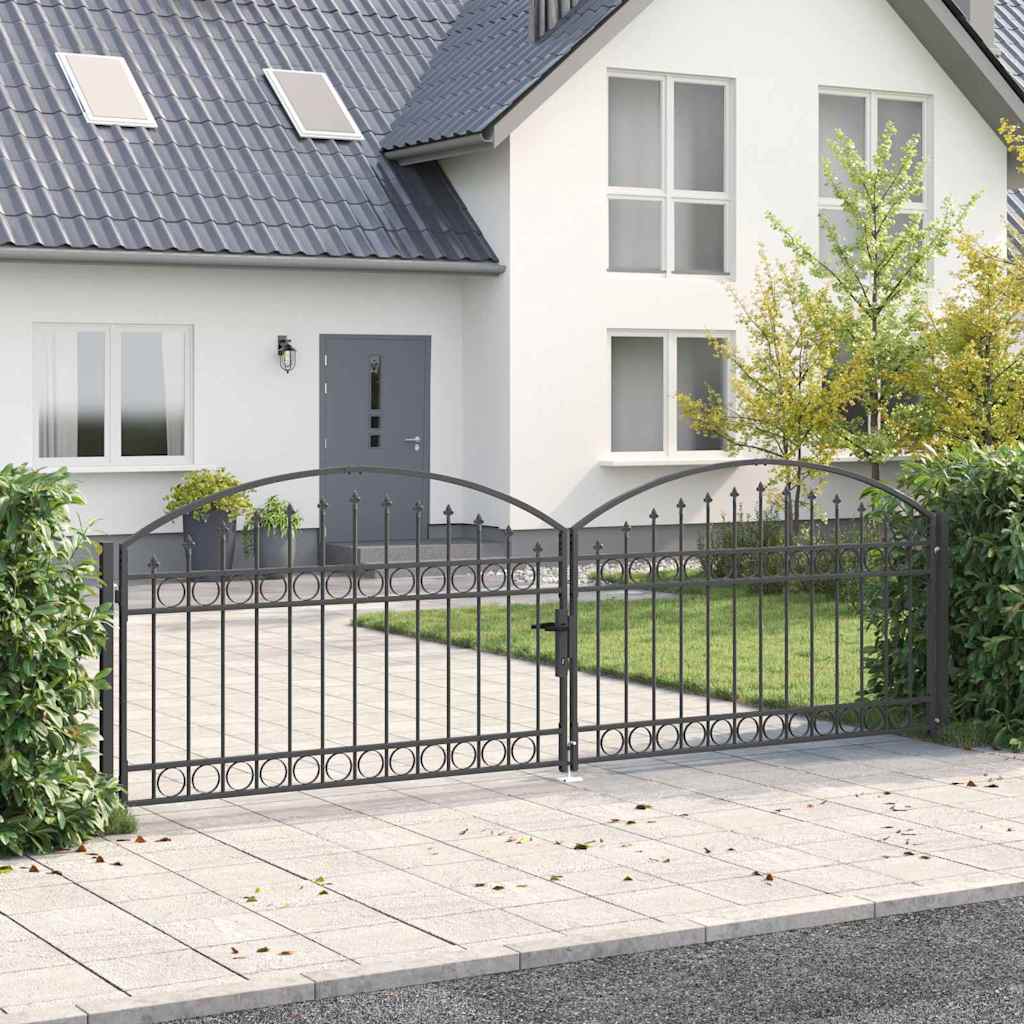 Gjerdeport ASSEN 401 x 175,5 cm Stål Grå Låsbar