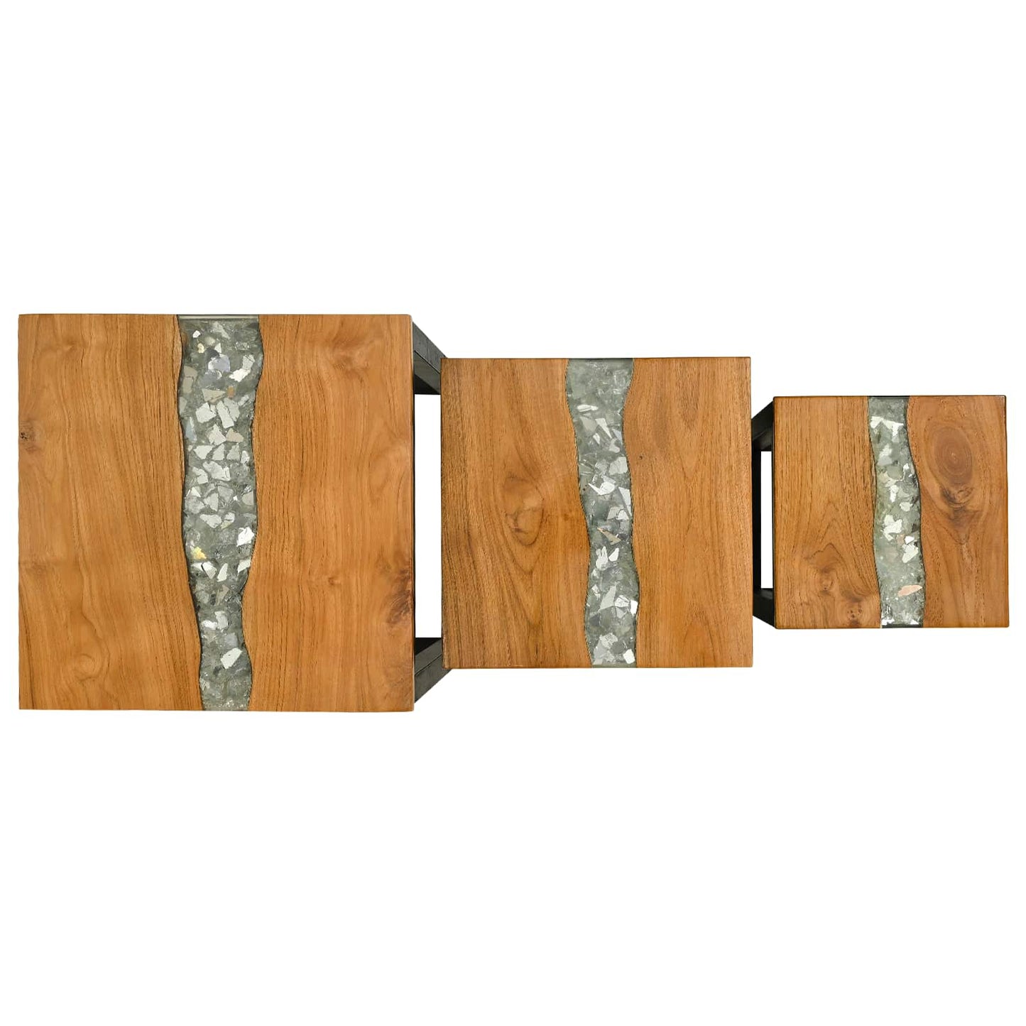 Nesting Bord 3 stk. Brun Massivt Teaktre