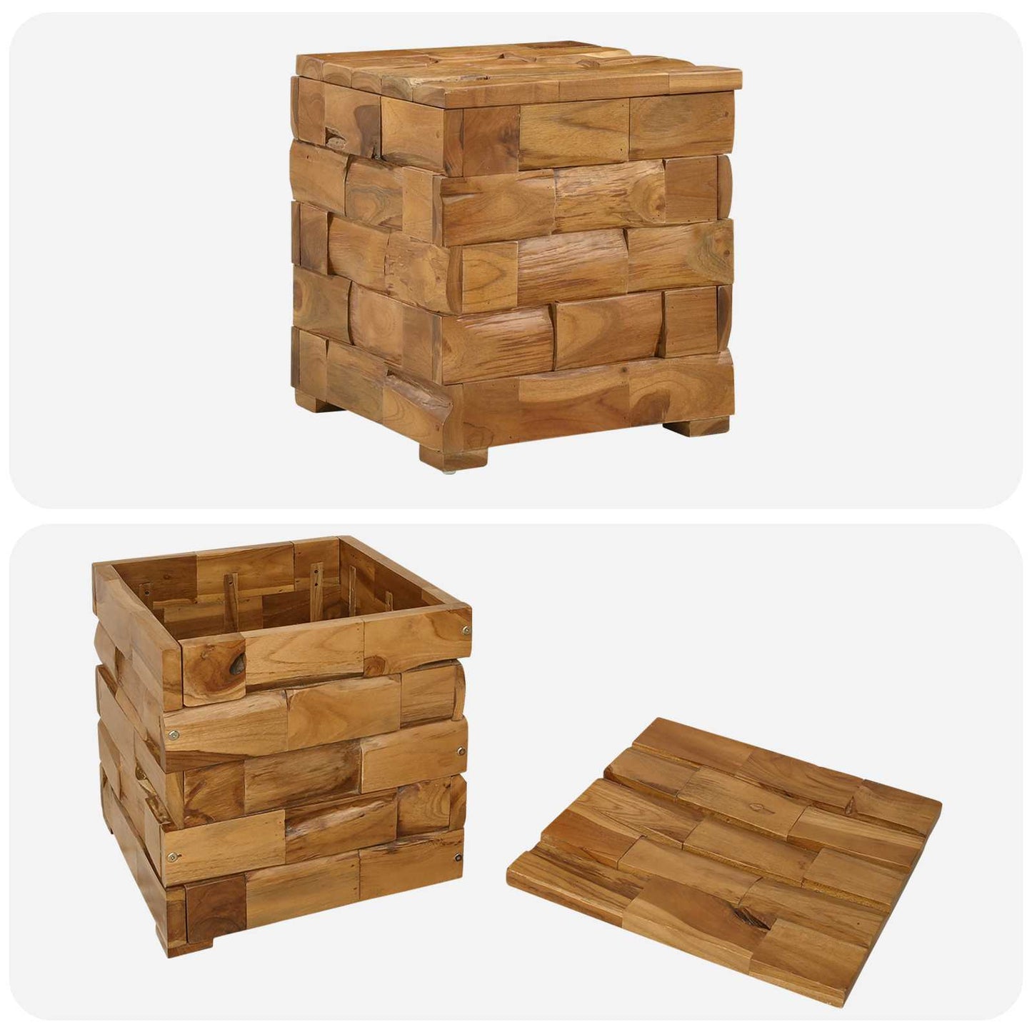 Oppbevaringskrakk Brun 40 x 40 x 45 cm Massivt Teaktre