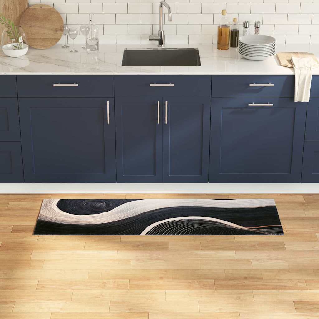 Kjøkken teppe Svart 150 x 45 cm Fløyel