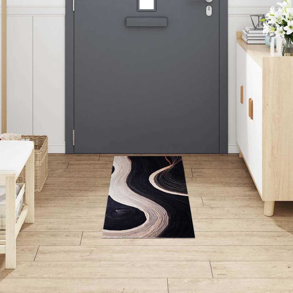Kjøkken teppe Svart 150 x 45 cm Fløyel